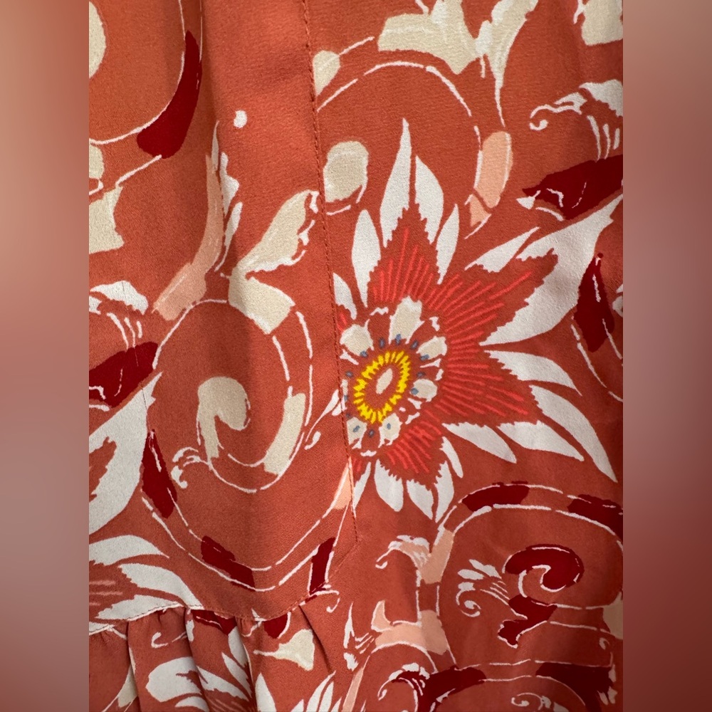 LOFT Floral Sleeveless Ruffle Blouse, Size Large - Picture 5 of 14